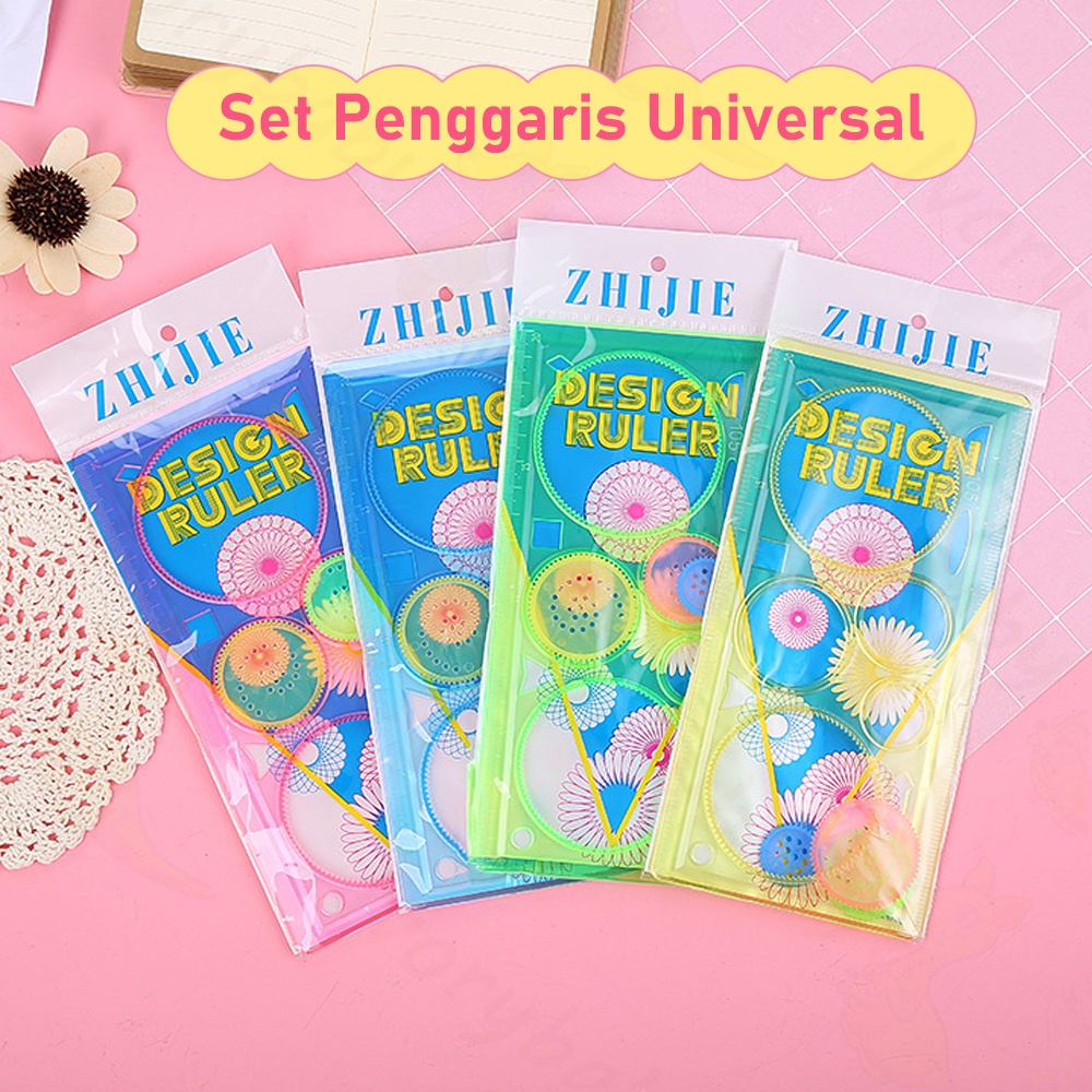 Ivorybaby Penggaris garisan rotary bunga kembang spirograph penggaris geometrik ruler