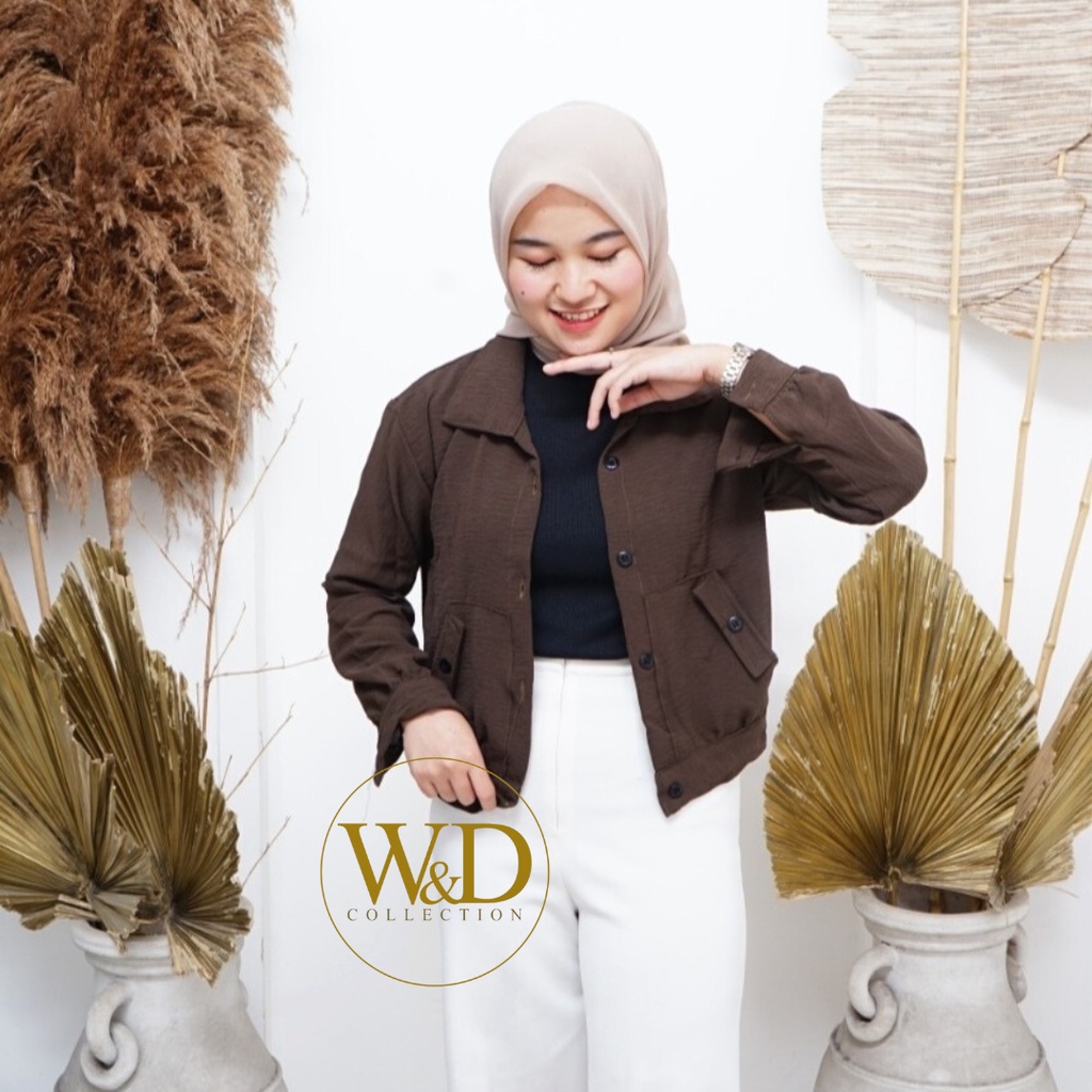 KEMEJA WANITA BLOUSE HANIN CROP POLOS CRINCLE AIRFLOW LENGAN PANJANG