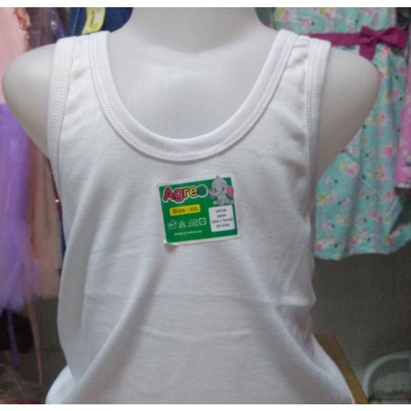 SINGLET ANAK MEREK AGREE KIDS 3 PCS / KAOS DALAM ANAK POLOS PUTIH AGREE