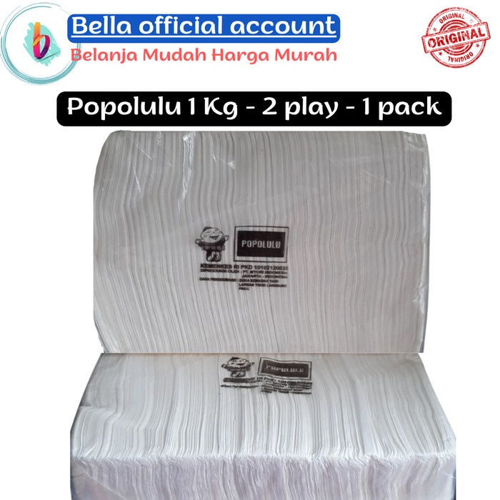 Tissue Popolulu 1 Kg Tisu Wajah Serba Guna Refill 2 play 1000 sheet - 2 Ply 1 Kg