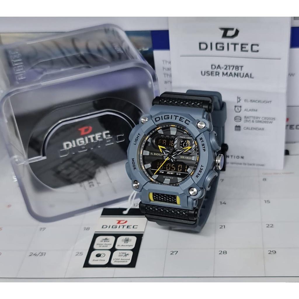 JAM TANGAN PRIA DIGITEC DA-2178T DA2178T DG 2178T ORIGINAL FREE BOX