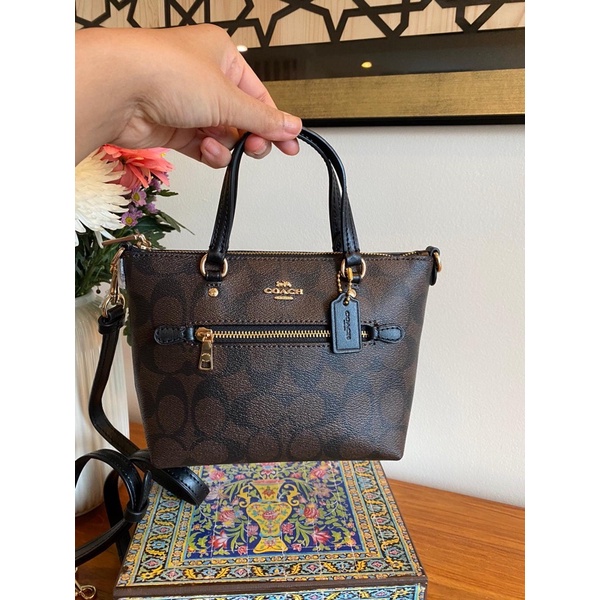 coach gallery mini tote signature brown