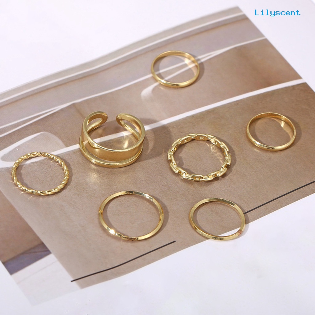 [LS]1 Set Cincin Knuckle Cincin Jari Geometris Punk Unisex Electroplating Tahan Lama Untuk Club