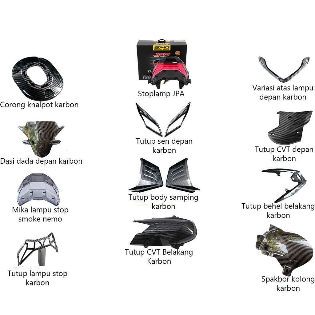 Vario 160 KARBON Cover Hawa knalpot Radiator Dada karbon Honda Vario 160