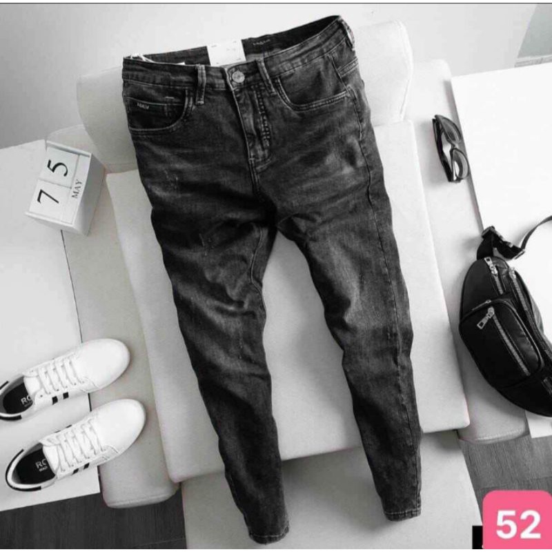 CELANA JEANS COWOK ORIGINAL (RN SEVEN) PRODUK FULL&BEAR JEANS PREMIUM WARNA BLACK JAZZ/MOCCA