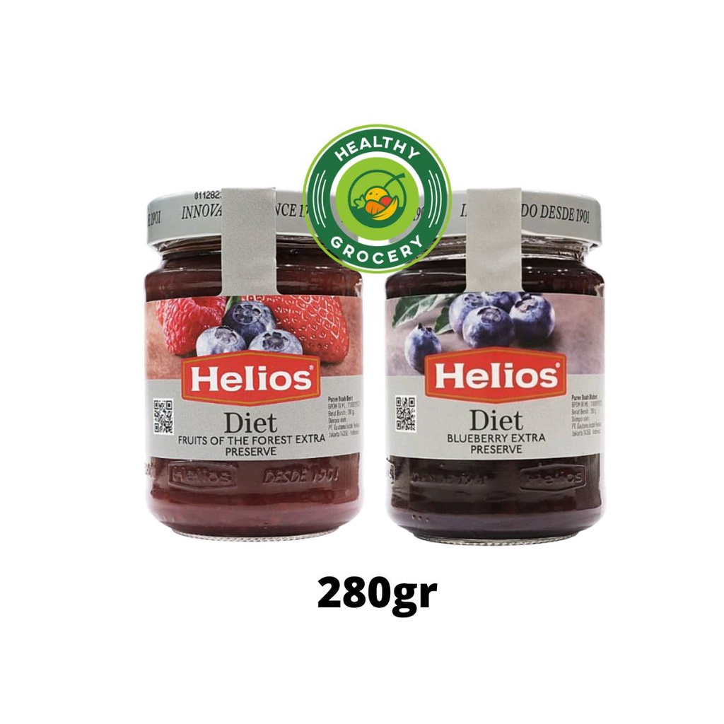 

Helios Diet Blueberry Preserve 280gr / Strawberry Preserve 280gr / Selai Diet / Selai Sehat