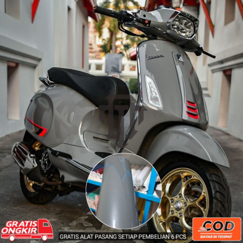 Sticker skotlet motor dan mobil WARNA ABU ABU TUA GLOSSY KUALITAS PREMIUM