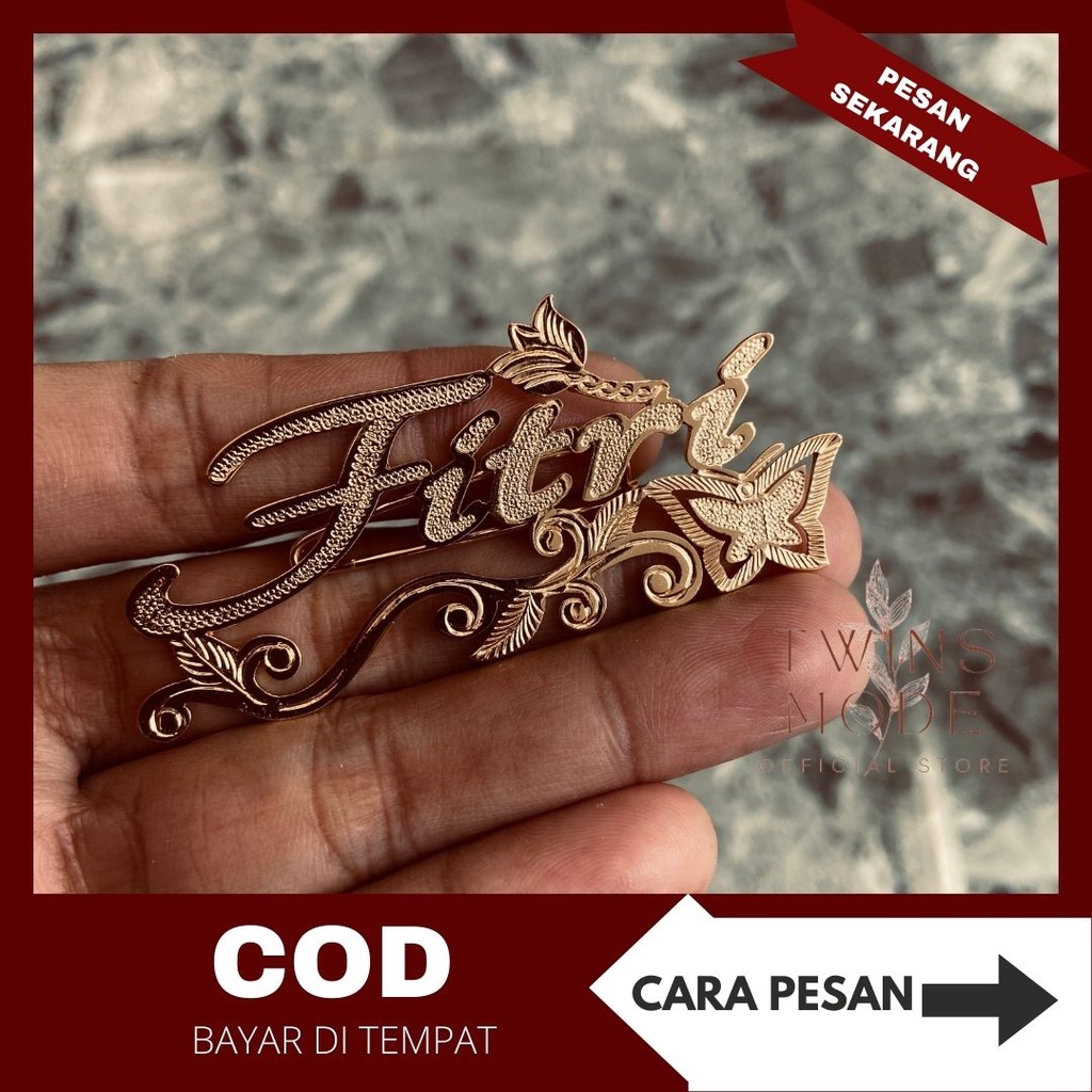 Bros Pin Papan Nama Custom Tema Kupu Kupu Baja Warna Sangat Awet Cocok Untuk Harian