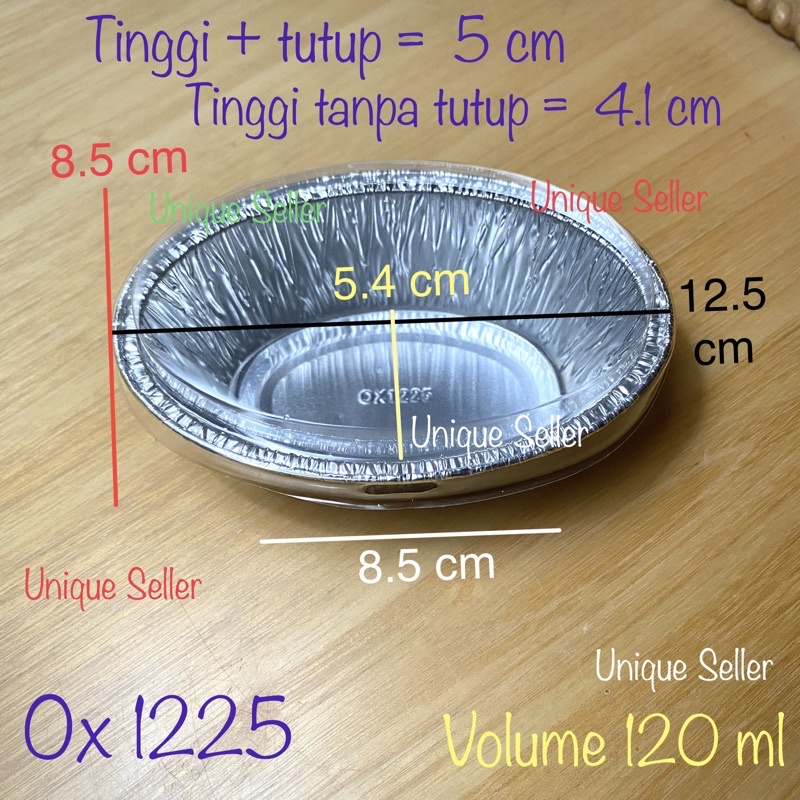 Aluminium Foil Cup Oval OX 1225 / Alufoil Tray Oval OX 1225 + Tutup Mika