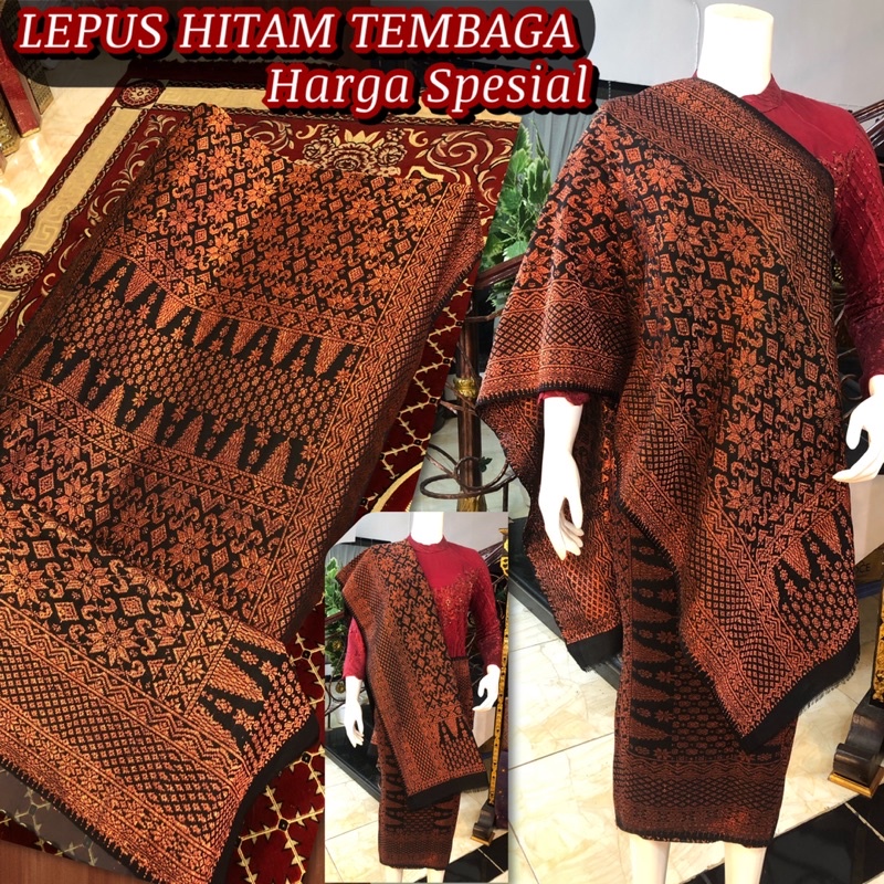 Songket Lepus Hitam Tembaga Merah / songket tenun asli palembang /ilham songket palembang