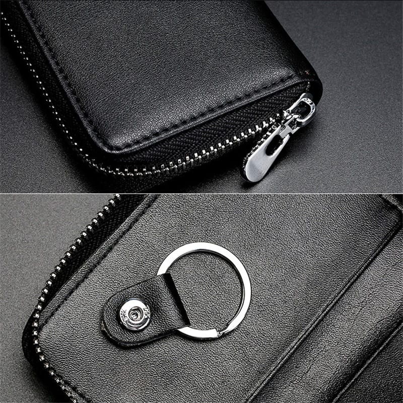 DOMPET STNK KUNCI MOBIL MOTOR KULIT ASLI IMPORT GANTUNGAN KUNCI MURAH RESLETING ZIPPER LEATHER - GK1