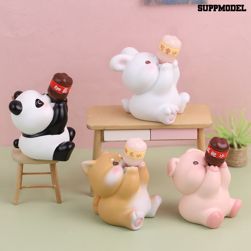 [Auto] 7 cm Animal Figure Mainan Panda Kelinci Piggy Puppy Landscape Boneka Resin Model Ornamen Desktop Indah Kartun Hewan Model Patung Dekorasi Mobil Hadiah Natal