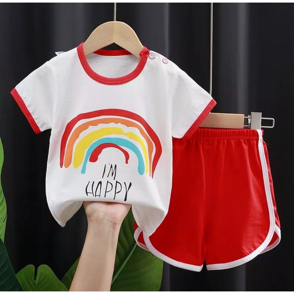 SETELAN PELANGI PENDEK UNTUK ANAK USIA 2-6 TAHUN BISA COD KE265