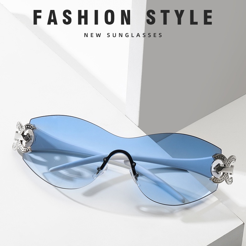 2023fashion Aesthetic Shades Sunglasses Untuk Wanita/Pria Kacamata Tanpa Bingkai Eyeglasses Colour