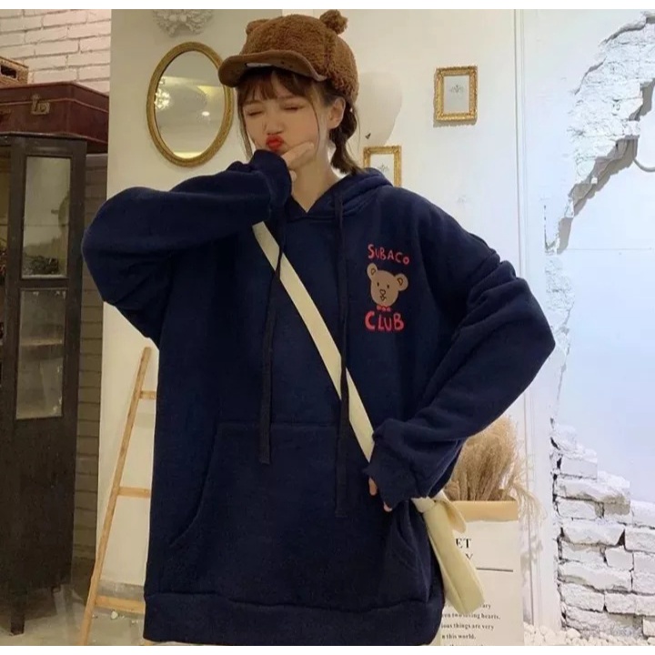 Jacket Hoodie SUBACO BLUB BEAR Sweater Pria Wanita Ala Korean Kasual Style Musim semi Dan Musim Dingin