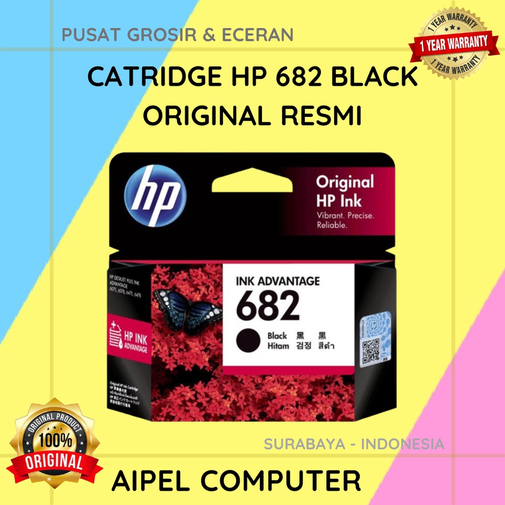 682B | CATRIDGE HP 682 BLACK ORIGINAL RESMI