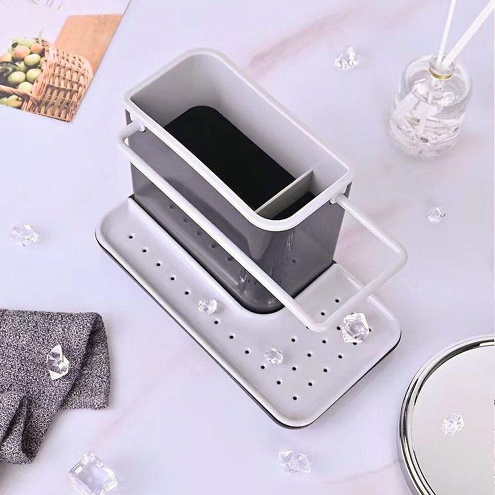 Solighter Rak Dapur Awet Tempat Spons Drain Storage Rack Utensils Holder