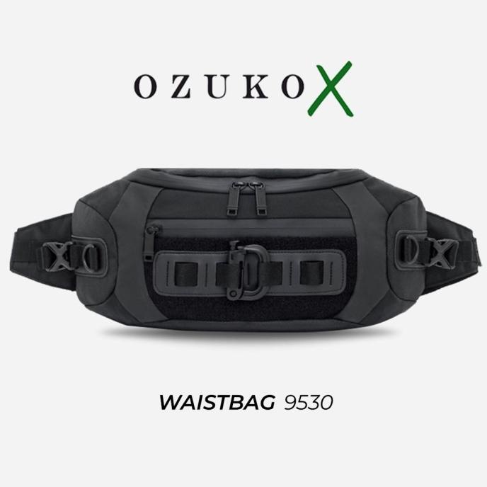 Tas Pria Ozuko Waist Bag 9530 Waterproof Tas Pinggang Outdoor