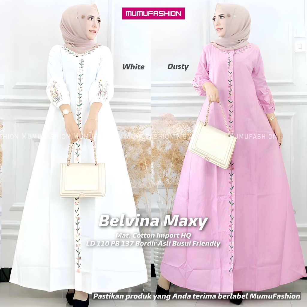 MC- Gamis Katun Bordir Premium Belvany Maxy by Marsella Fashion Solo