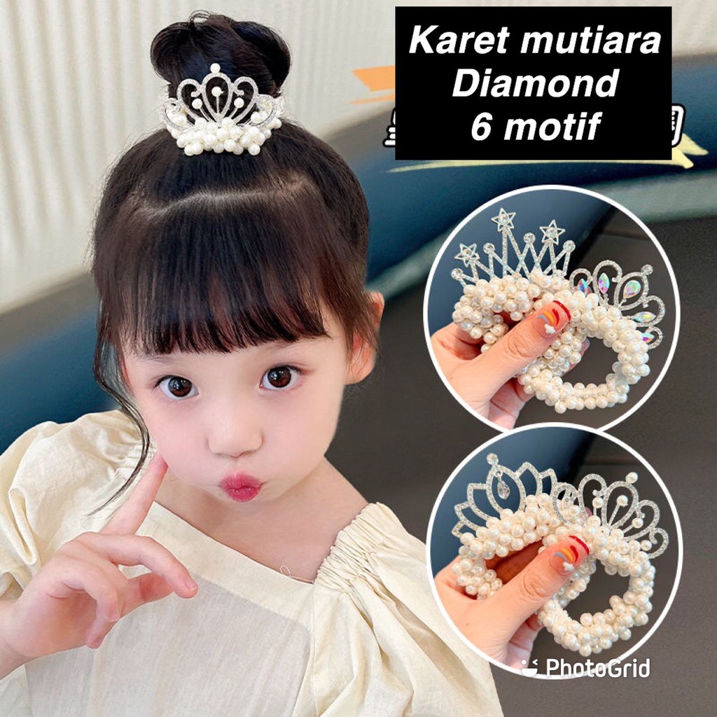 (LOLI-JKT) AK-04  IKAT  RAMBUT KOREA FULL MUTIARA PEARL DENGAN MOTIF LUCU / KARET RAMBUT ANAK DAN DEWASA