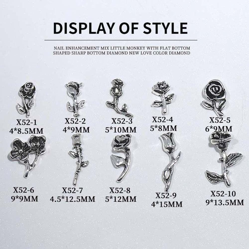 AUGUSTINA Agustina Rose Nail Art Dekorasi Aksesoris Manicure Jepang Hiasan Kuku Alloy 3D Nail Jewelry