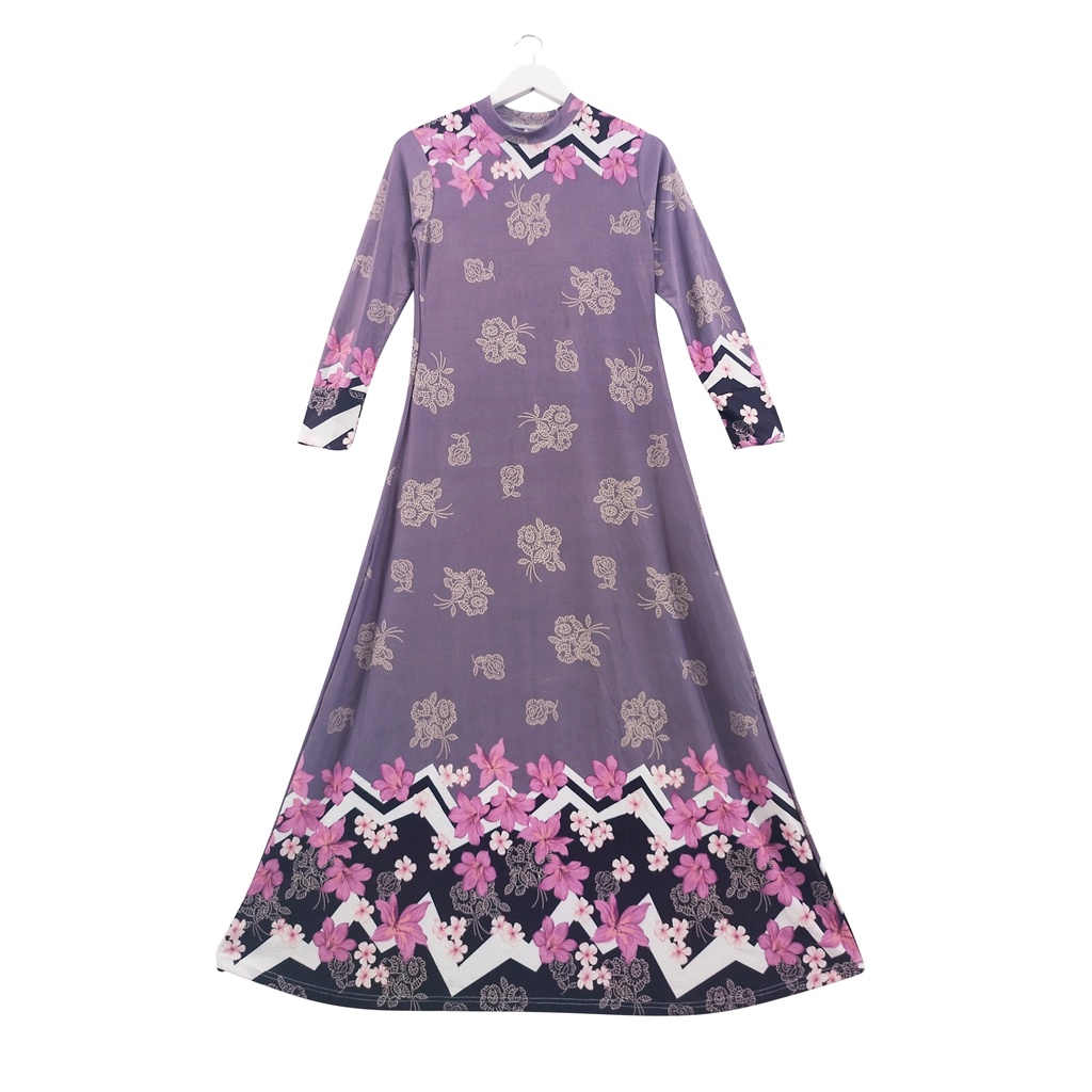 Udlia Gamis Jersey Motif Bunga Maia