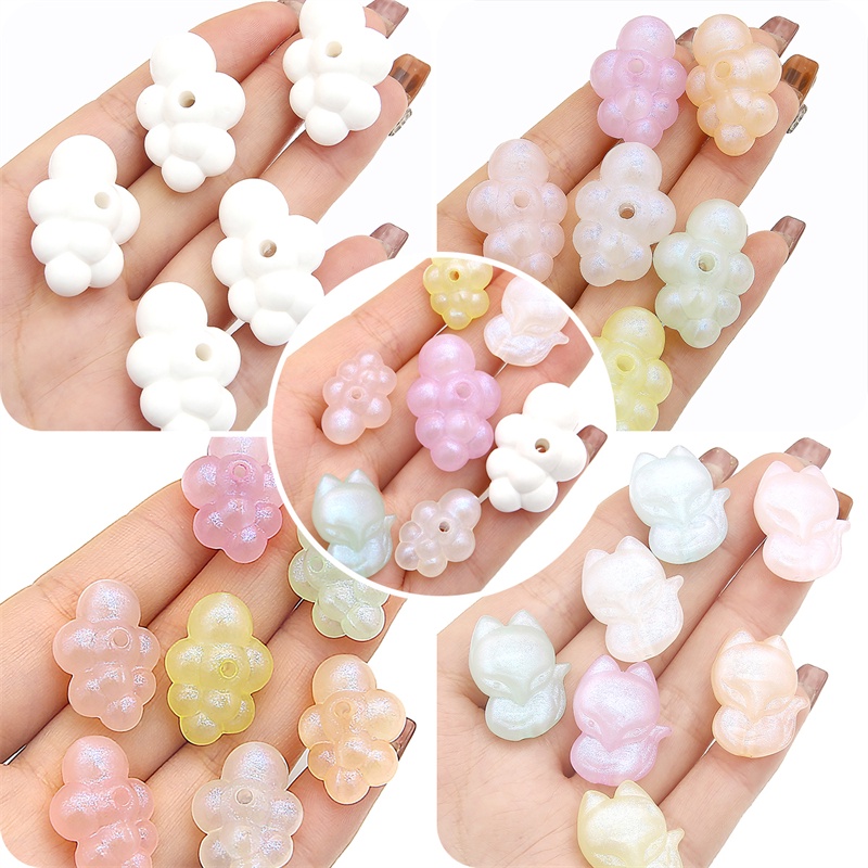 5/10pcs Plastik Akrilik Macarons Warna Awan Rubah Pesona Manik-Manik Untuk DIY Gantungan Kunci Anting Kalung Perhiasan Membuat Aksesoris