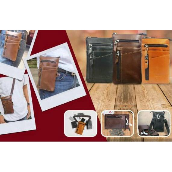 ㄴ Ikat Pinggang Pria Bonus Tas Kulit Asli あ