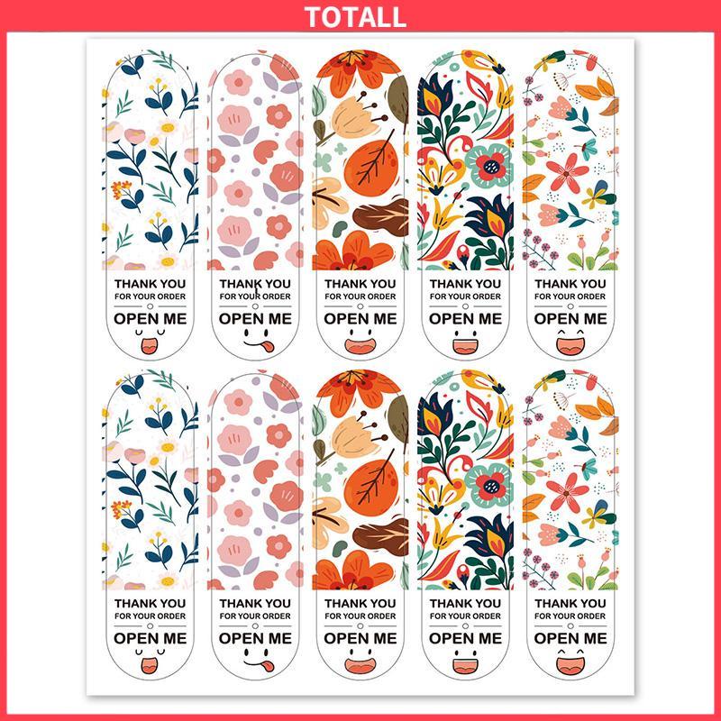 COD 100PCS / Paket Stiker Kemasan  Ekspresi Lucu  Sticker Persegi Panjang  Stickers Penyegelan Kotak Hadiah-Totall