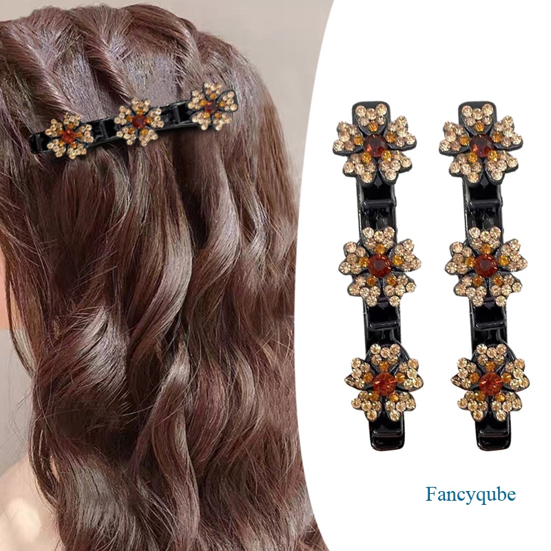 2pc Mode Baru Gaya Korea Acryli Kristal Bunga Jepit Rambut Untuk Gadis Musim Panas Manis Lucu Poni Samping Jepit Rambut Klip Elastis