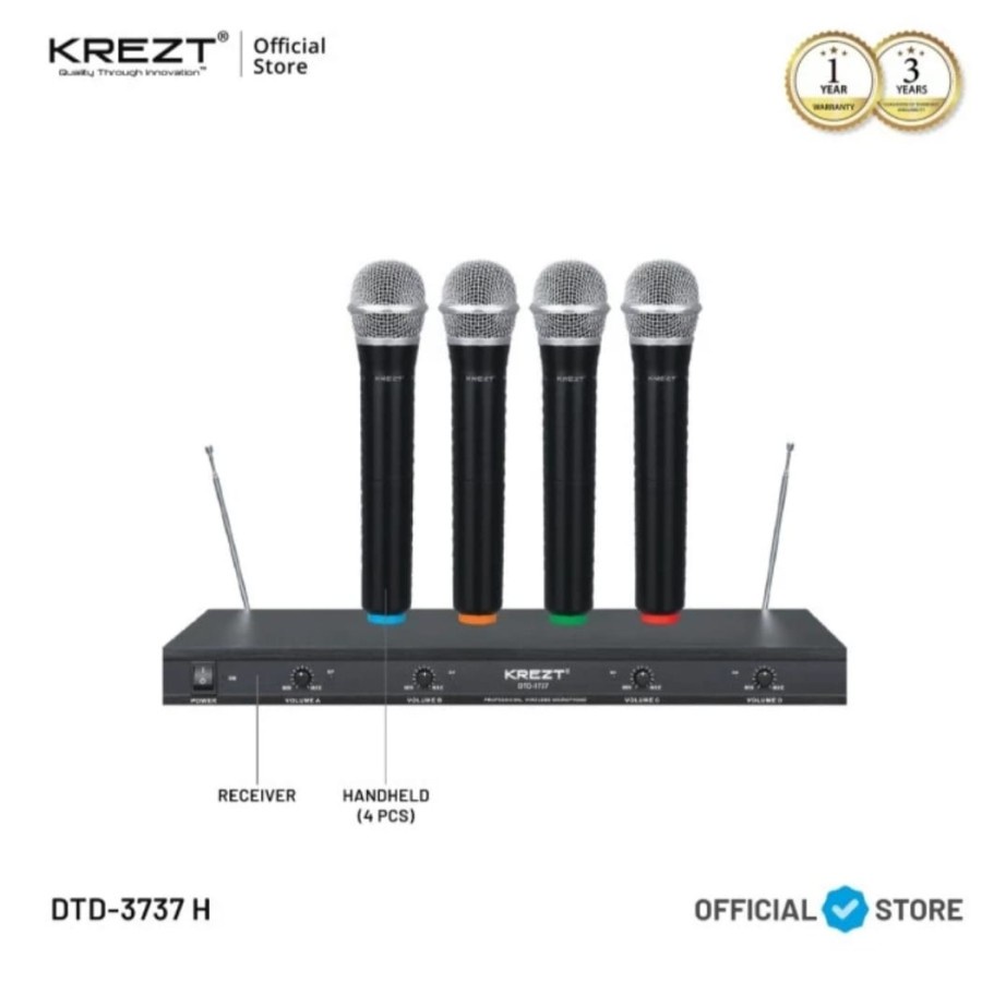 MICROPHONE MIC WIRELESS KREZT DTD 3737 4 CHANNEL MIC ORIGINAL