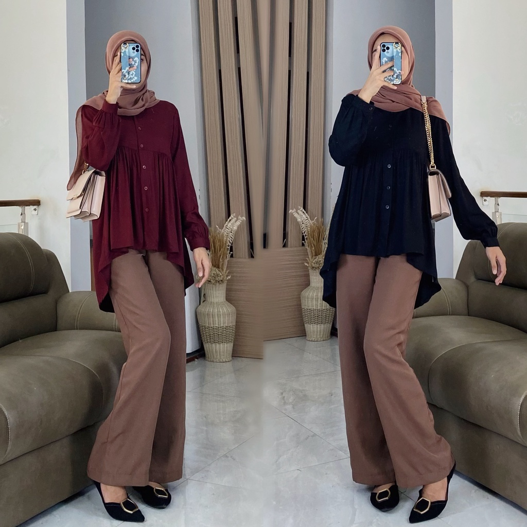 MARISA blouse by ZALFA OUTFIT / blouse polos / kemeja polos / blouse rayon