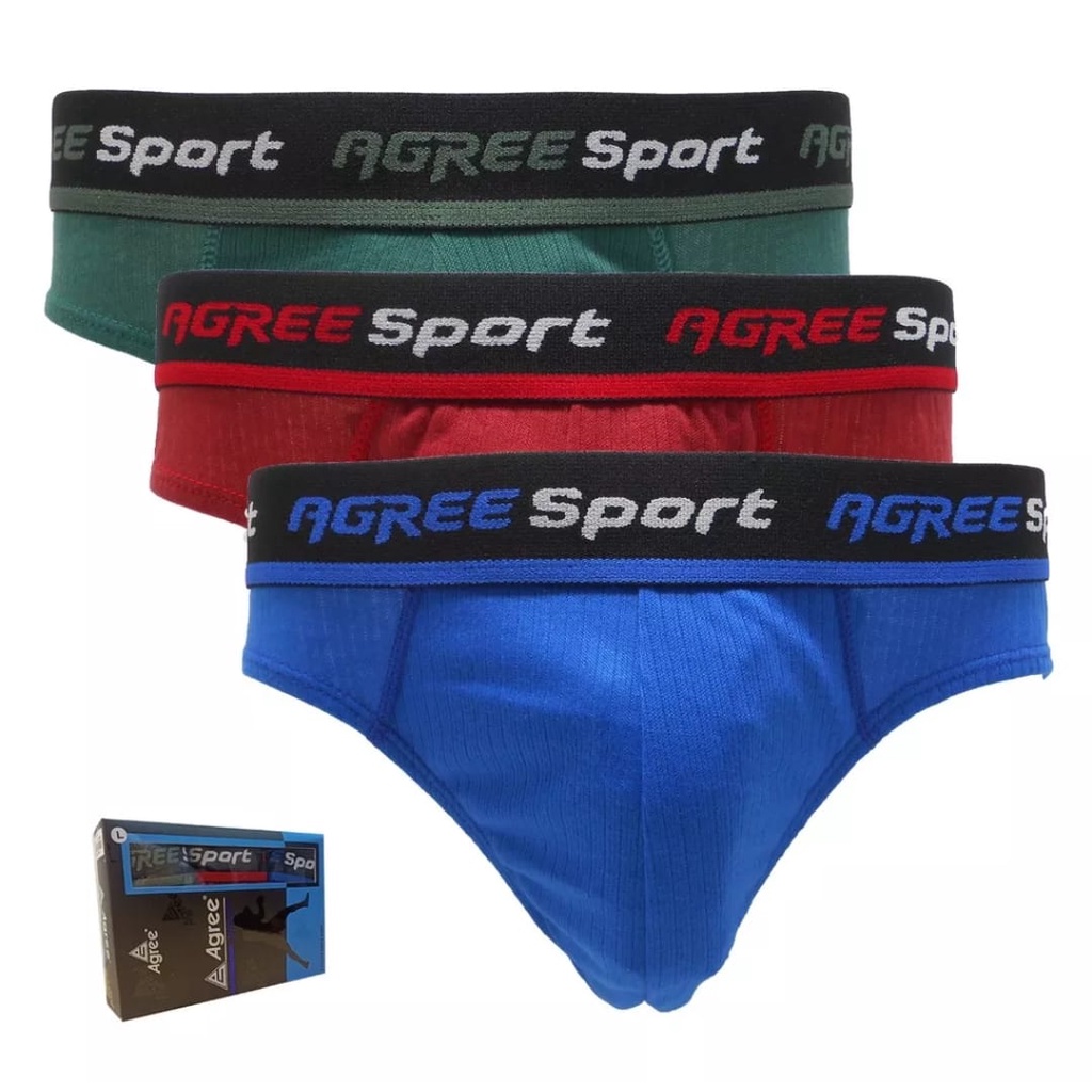 Paket isi 3 pcs Celana dalam pria Agree sport bahan katun original