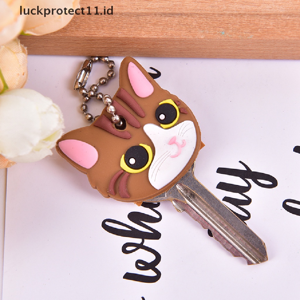 /Fashion Hot// Fashion// Lucu Lembut Silikon Animals Key Ring Cap Penutup Kepala Rantai Tali Telepon Gantungan Kunci.
