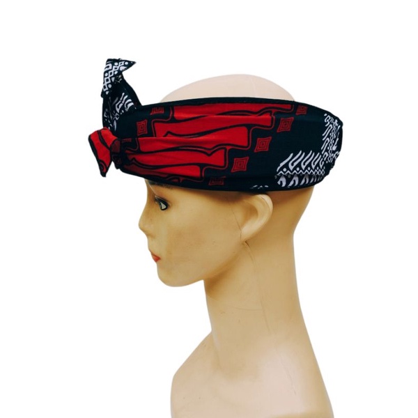 Iket sunda komplit/iket kepala batik merah/totopong/udenge/merak ngibing