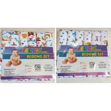 Bedong bayi Felicia 6 IN1 Bedong Felicia Kaos Cotton Putih Print Karakter Boneka ( 6 pcs)