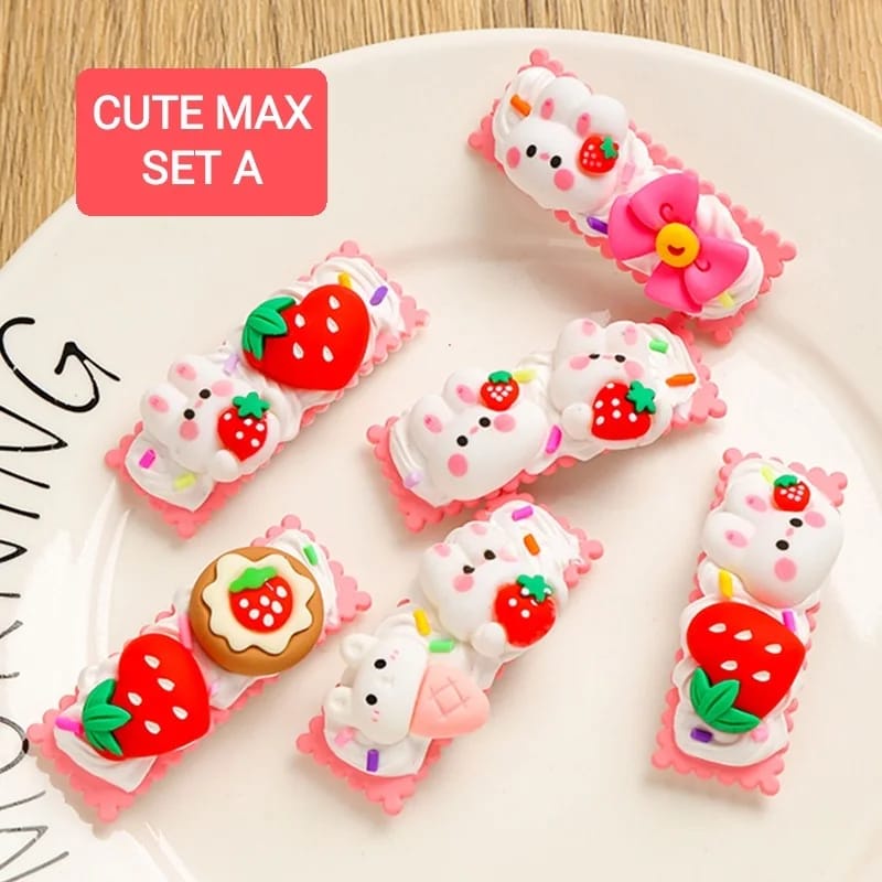 BAJUKIDDIE CUTE MAX CLIP ISI 5 PCS JEPIT RAMBUT PONI LUCU AKSESORIS FASHION KOREA IMPORT KAWAII