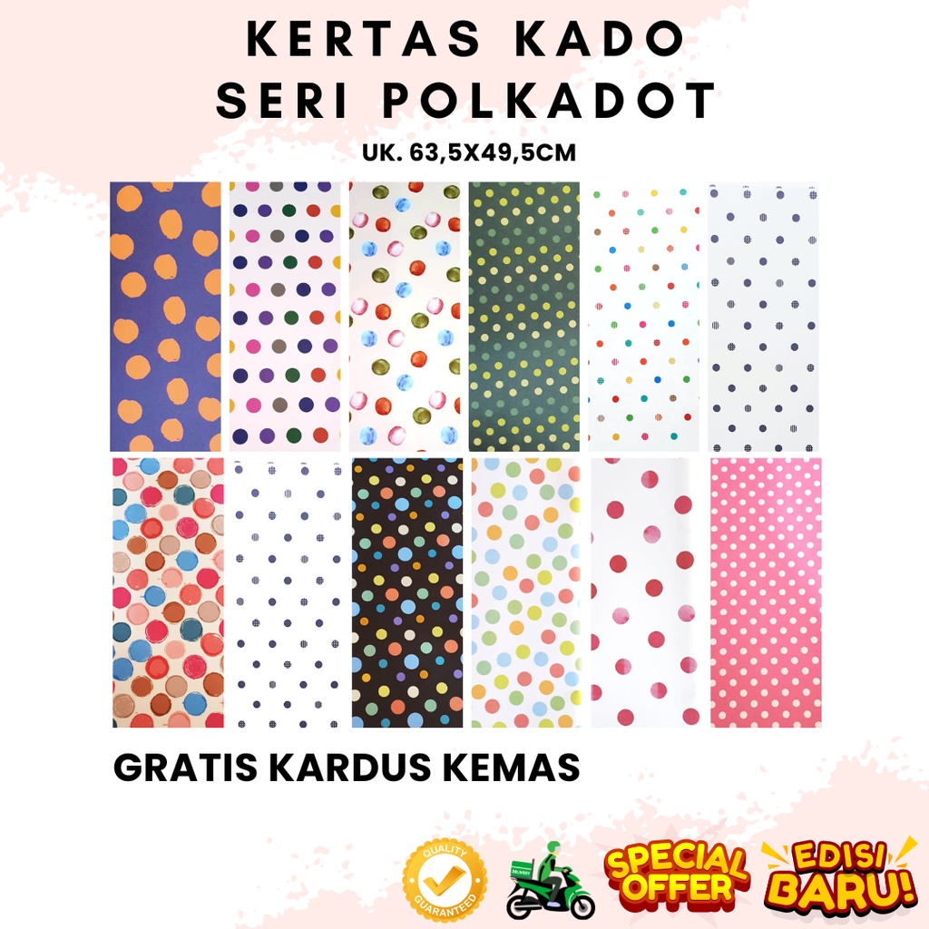 

Kertas Kado Wrapping Paper Sansan Wawa motif Polkadot