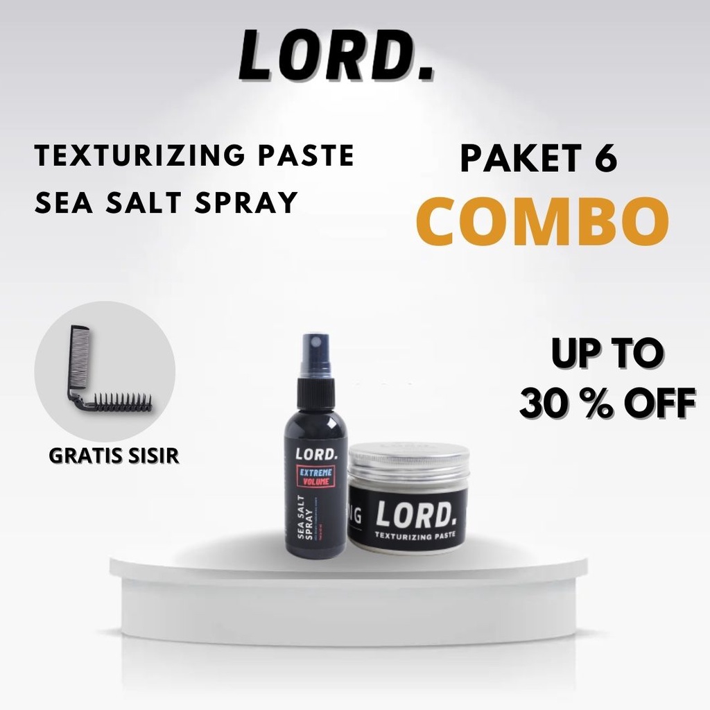 Lord Ssea Salt Spray Texturizing Paste/pomade/clay Paket Perawatan Rambut Pria Hemat Free Sisir