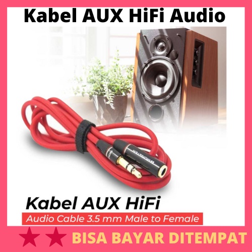 Kabel AUX HiFi Audio Cable 3.5 mm Male to Female / Kabel Aux Audio Jack Plug Speaker HP Tape Mobil  