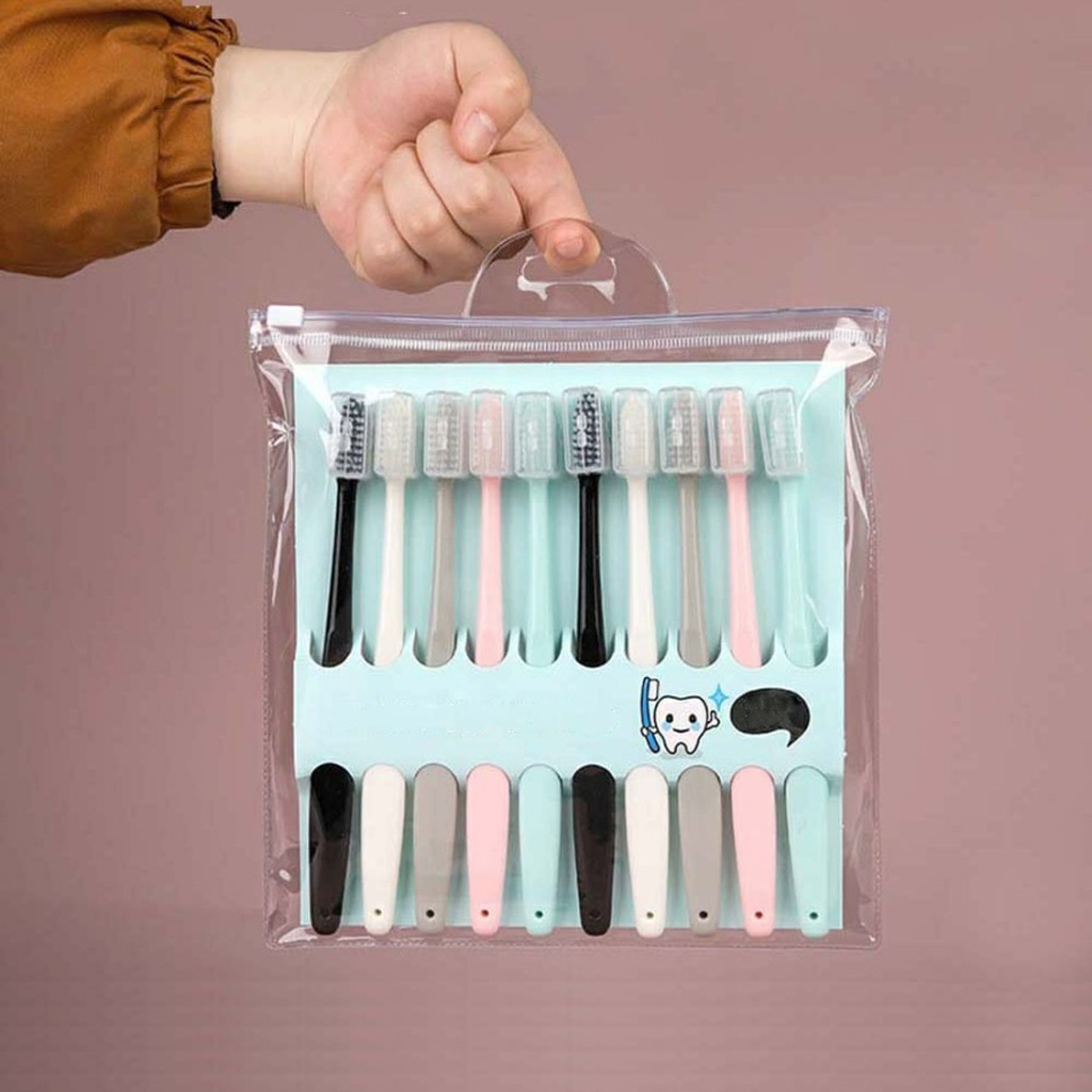 BRGUNIK Sikat Gigi Dewasa 1 Set 10 Pcs / Toothbrush Double Care Sensitive Soft-Sweet Bee R383