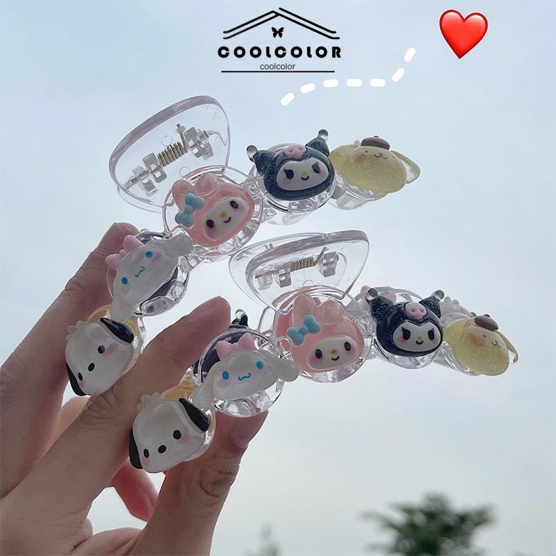 COD❤️Klip Rambut Besar Kulomi Berkedip Halus Transparan Lucu Gadis Klip Rambut Ekor Kuda- cl