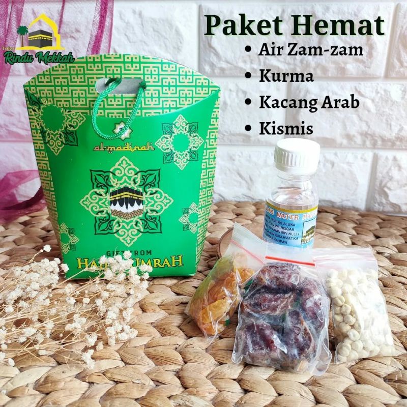

Paket Oleh-oleh Haji Umroh Ekonomis isi zamzam kurma kismis kacang arab