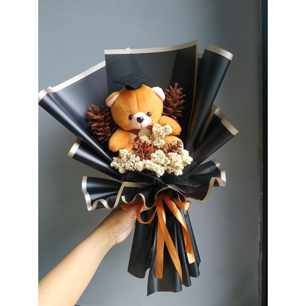 buket bunga edelweiss boneka wisuda bucket bunga kering