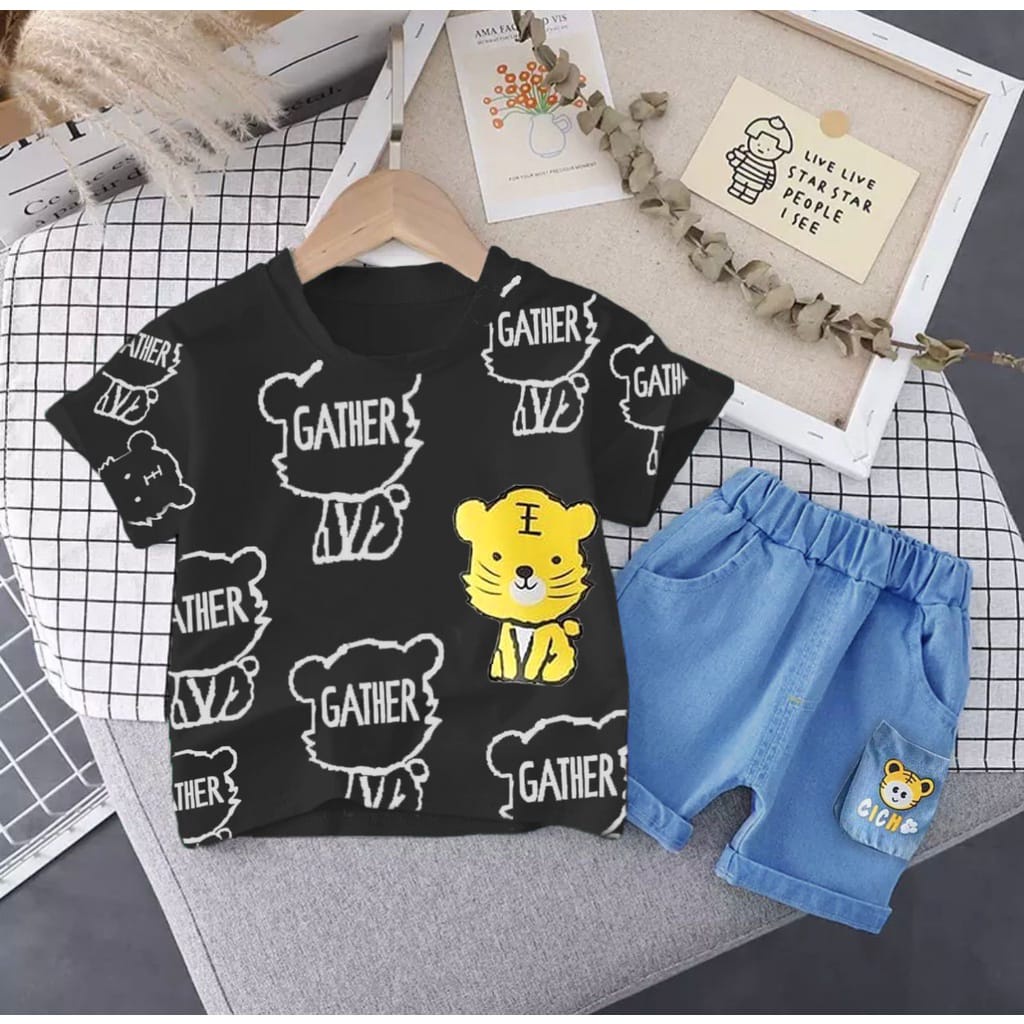 PROMO-SETELAN ANAK BAJU ANAK 1-5 TAHUN ATASAN KAOS CELANA DENIM