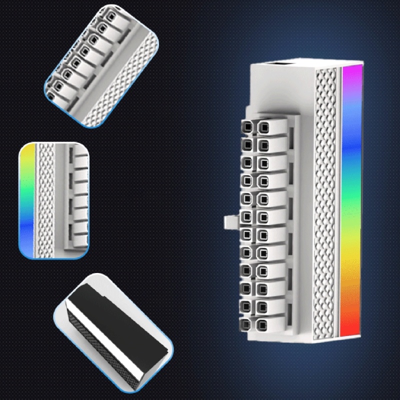 Motherboard Komputer btsg 5V ARGB Synchronous ATX Power Supply 24P Ke90° Konektor Setir Kepala 5V 24Pin Adaptor Plug