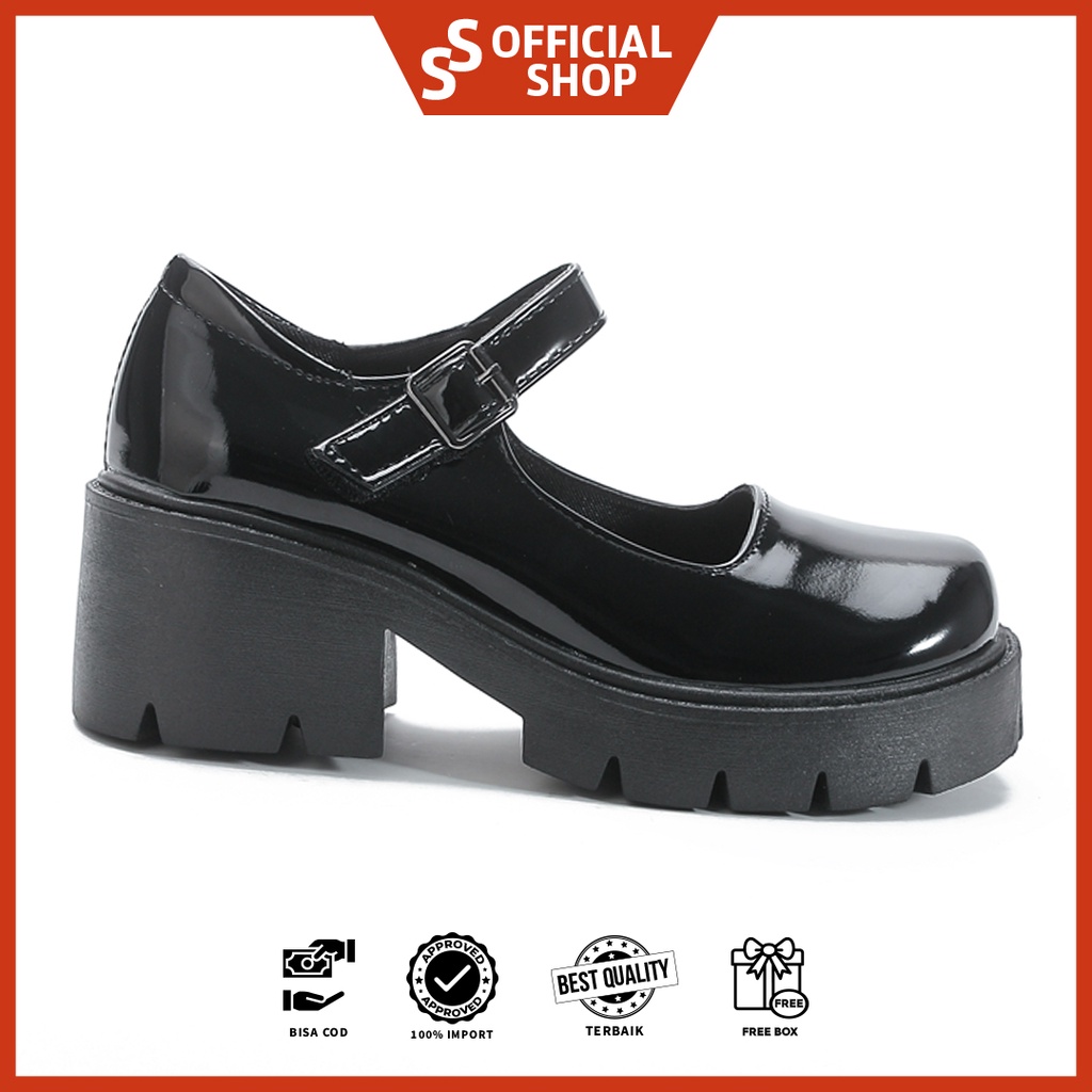 [Original Ber-Hologram] SNEAKYSHOES LOAFERS SEPATU WANITA HIGH MARY BOOTH PREMIUM - 005
