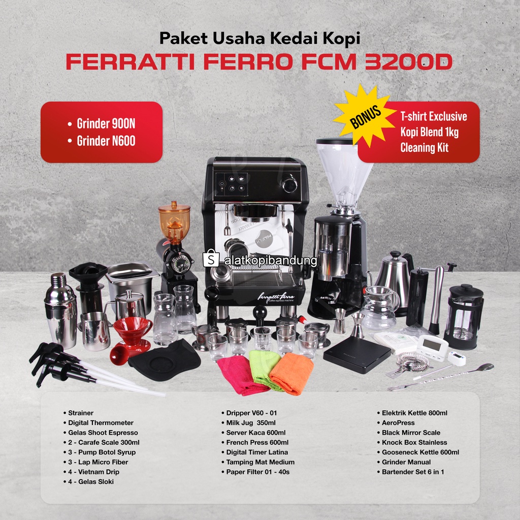 Jual Paket Alat Kedai Kopi Mesin Ferratti Ferro Fcm D Grinder Electric Shopee Indonesia