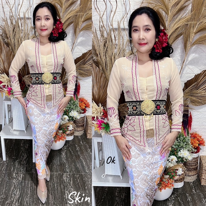 kebaya jadi bordir motif lotus