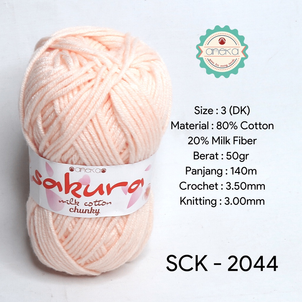 Benang Rajut Katun Susu Sakura Milk Cotton Chunky - 2044